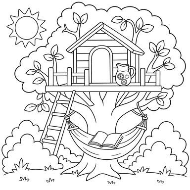 Summer Treehouse Reading with Hammock & Lemonade
