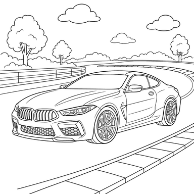 Supercar Racing Track Coloring Page