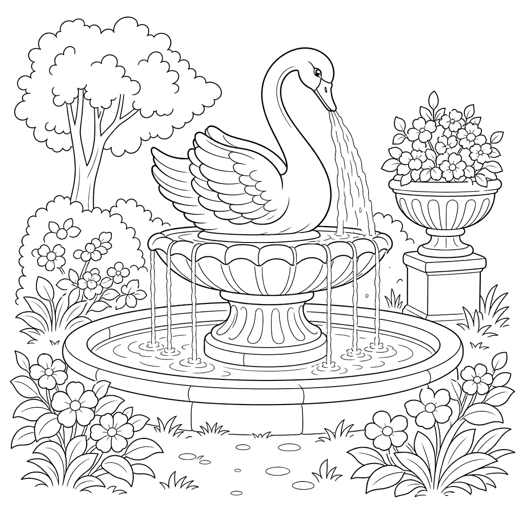 Swan Fountain in the Garden