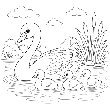 Swan with Cygnets