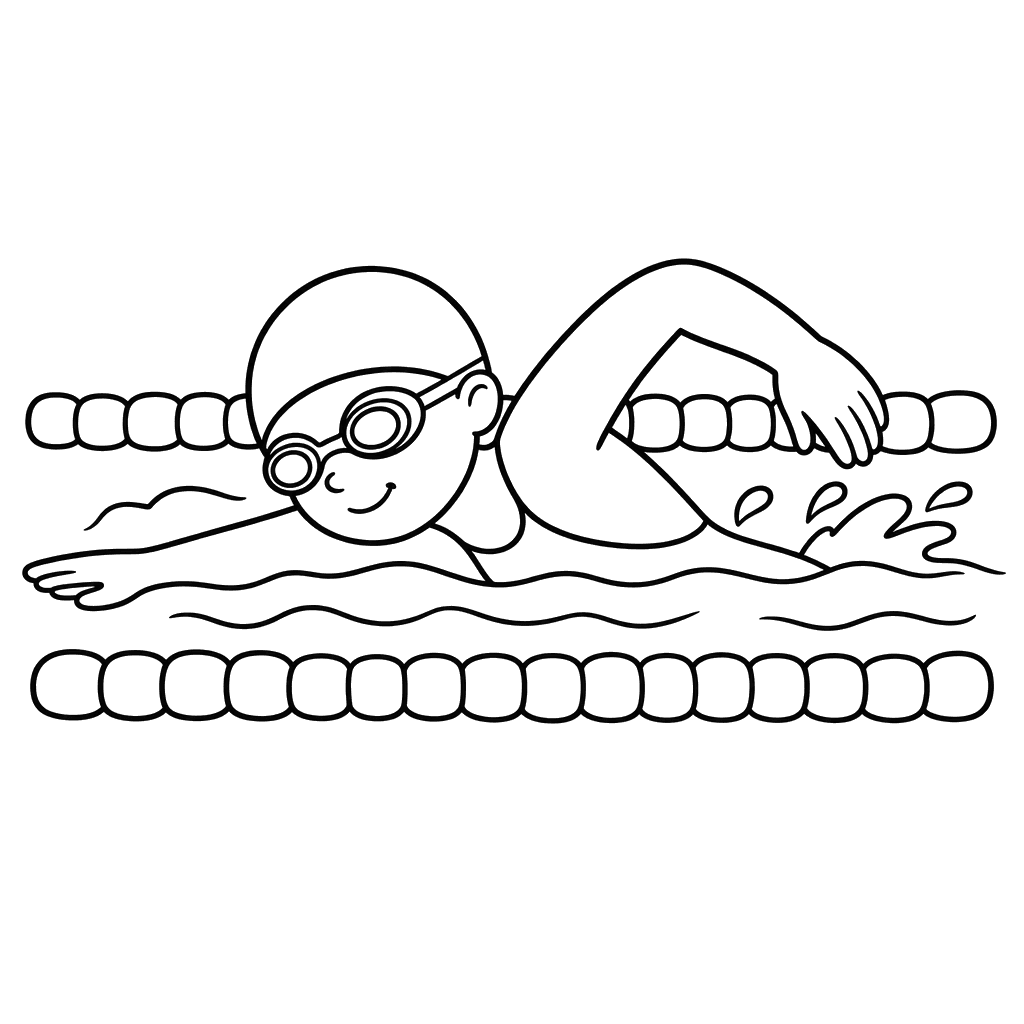 Swimmer in a lane — coloring page