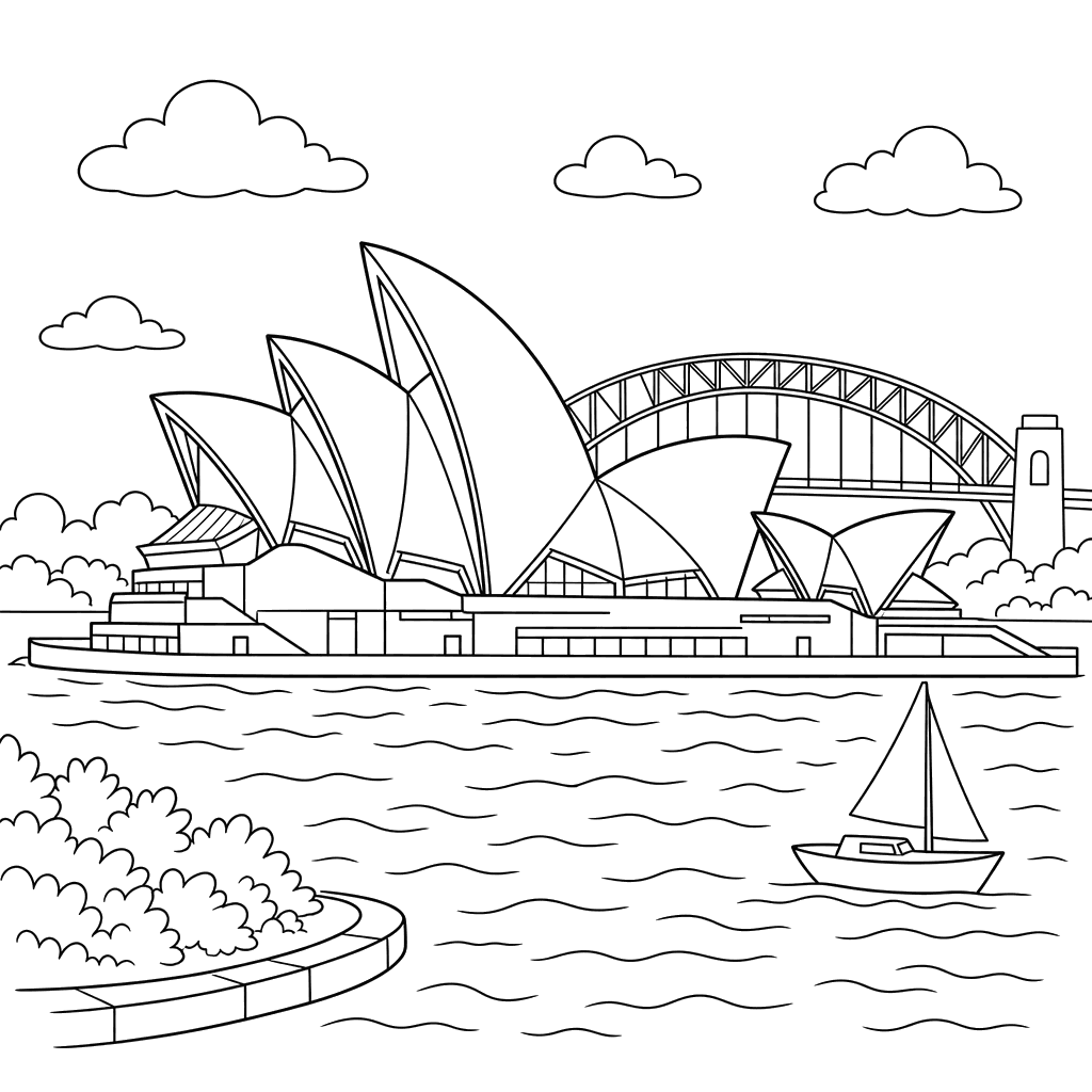 Sydney Opera House Coloring Page