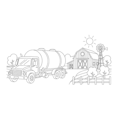 Tanker Truck at the Farm Coloring Page