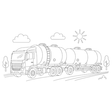 Tanker Truck with Trailer Coloring Page
