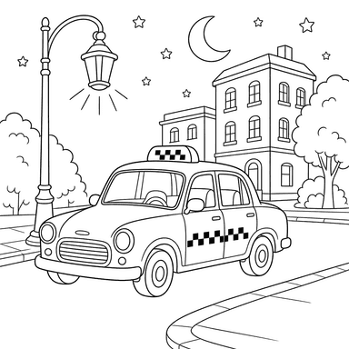 Taxi on a Night Street