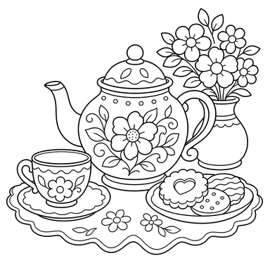 Still life with teapot and cup