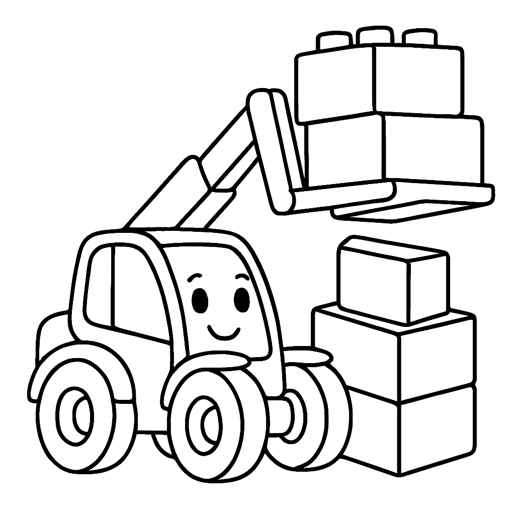 Telehandler Lifting Blocks Coloring Page