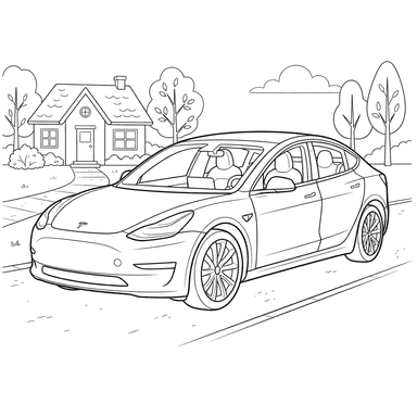 Tesla Model 3 Car Coloring Page