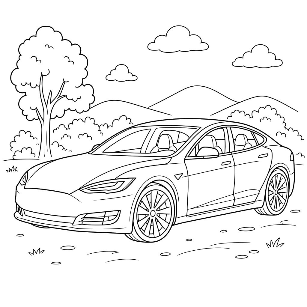 Tesla Model S Coloring Page
