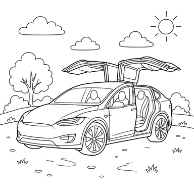 Tesla Model X Coloring Page