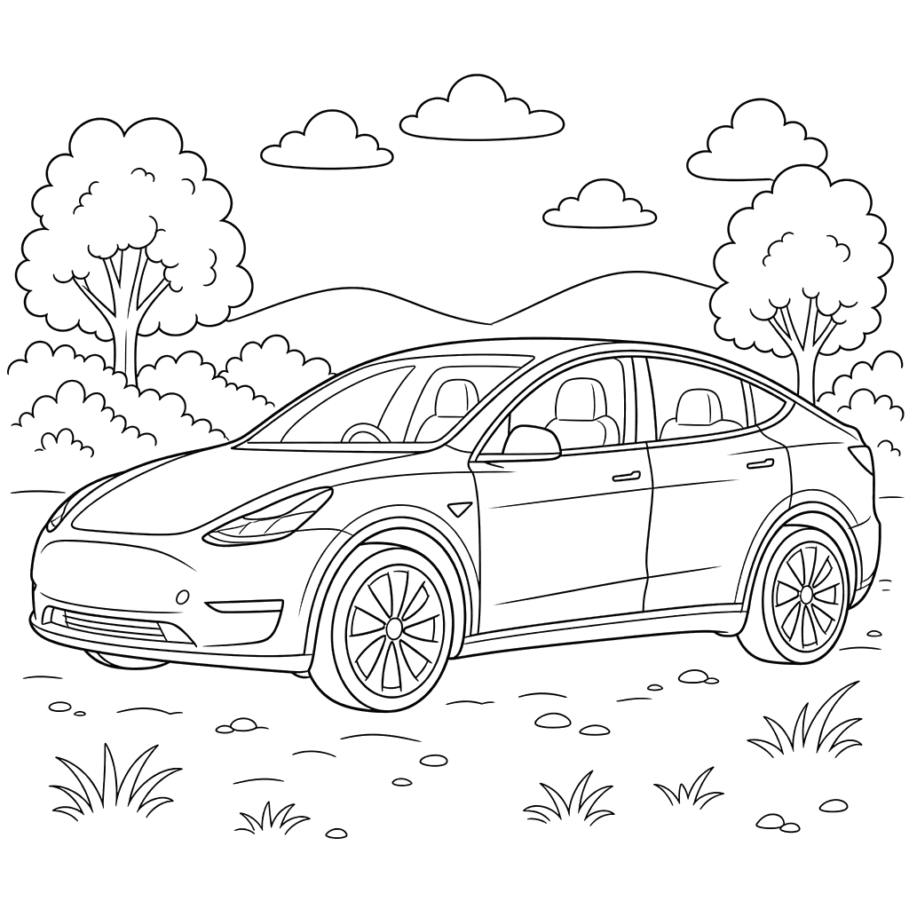 Tesla Model Y Coloring Page