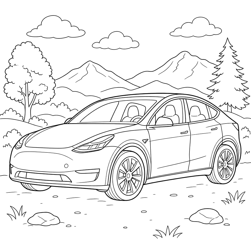 Tesla Model Y Coloring Page