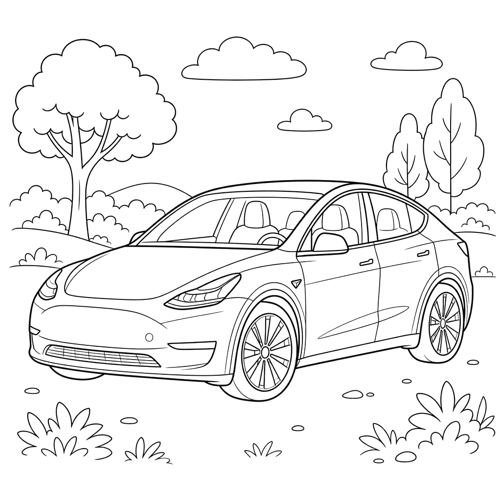 Tesla Model Y Coloring Page