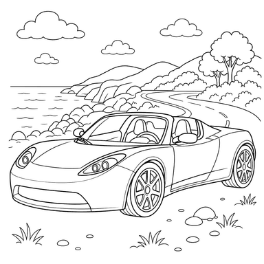 Tesla Roadster Coloring Page