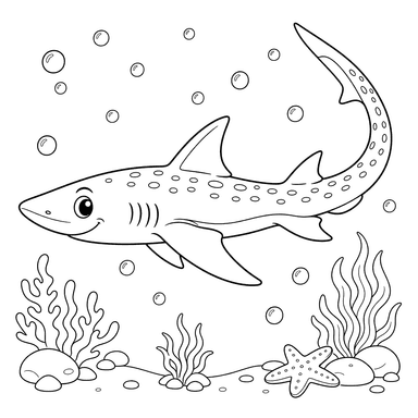 Friendly Thresher Shark Coloring Page