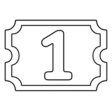Ticket with Number 1 Coloring Page