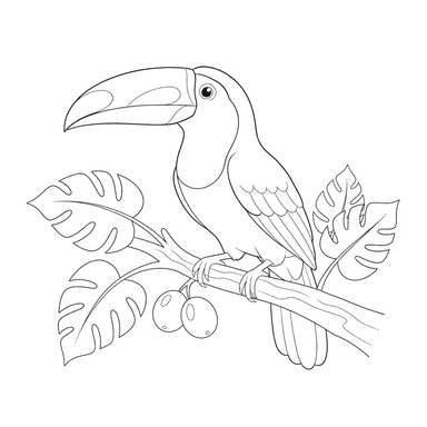 Toucan on a Branch Coloring Page
