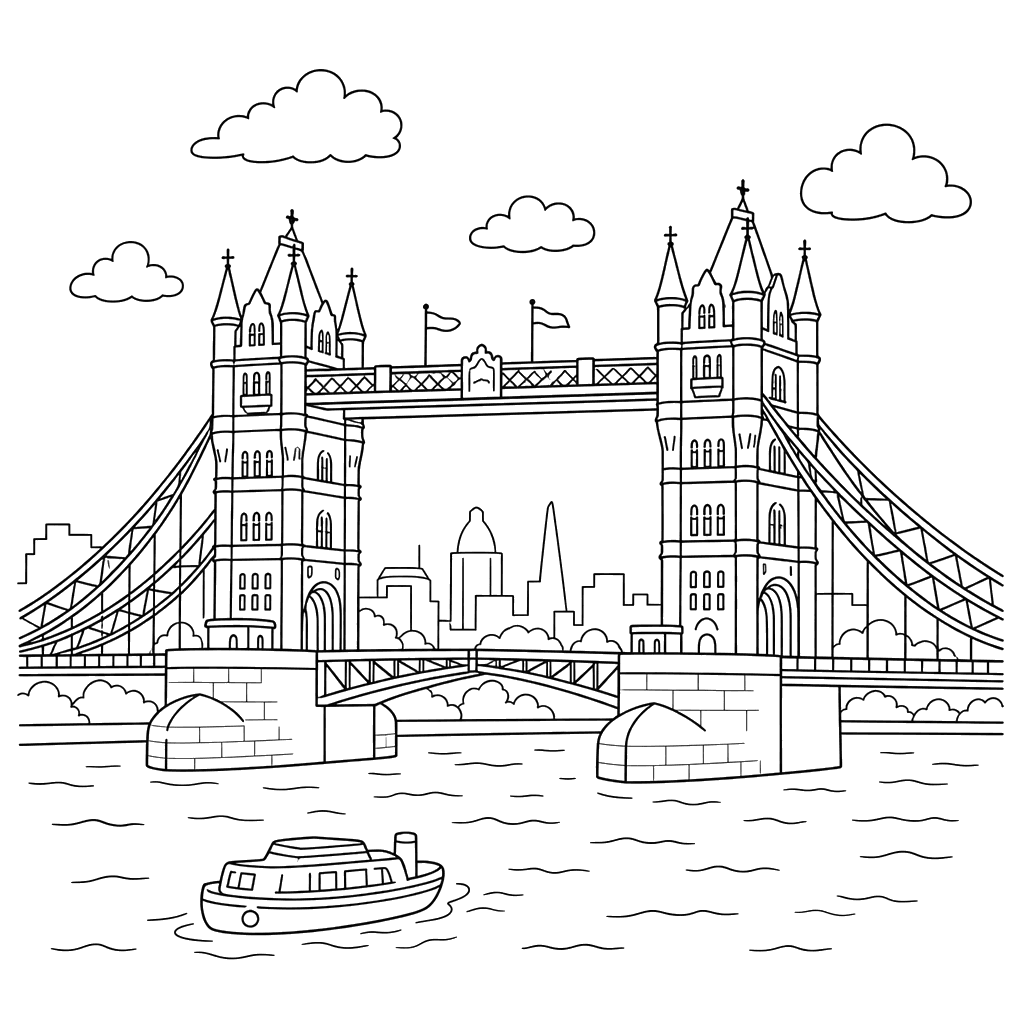 Tower Bridge London Coloring Page