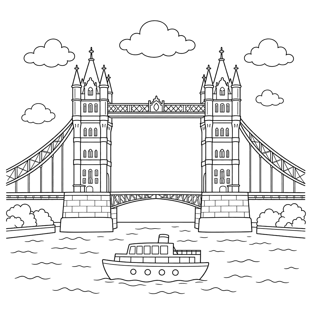 Tower Bridge London Coloring Page