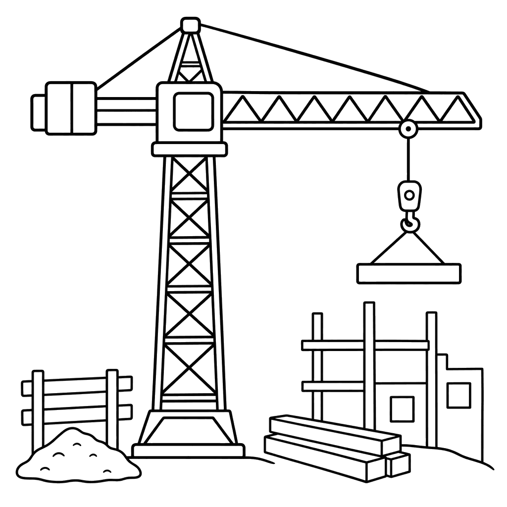 Tower Crane Coloring Page