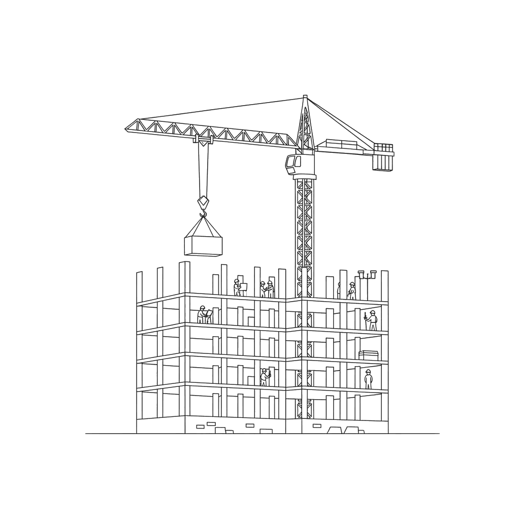 Tower Crane Building Coloring Page