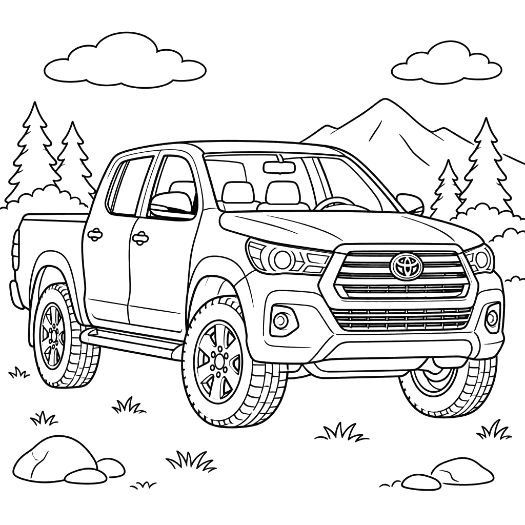 Toyota Hilux 8th Generation Mountain Coloring Page