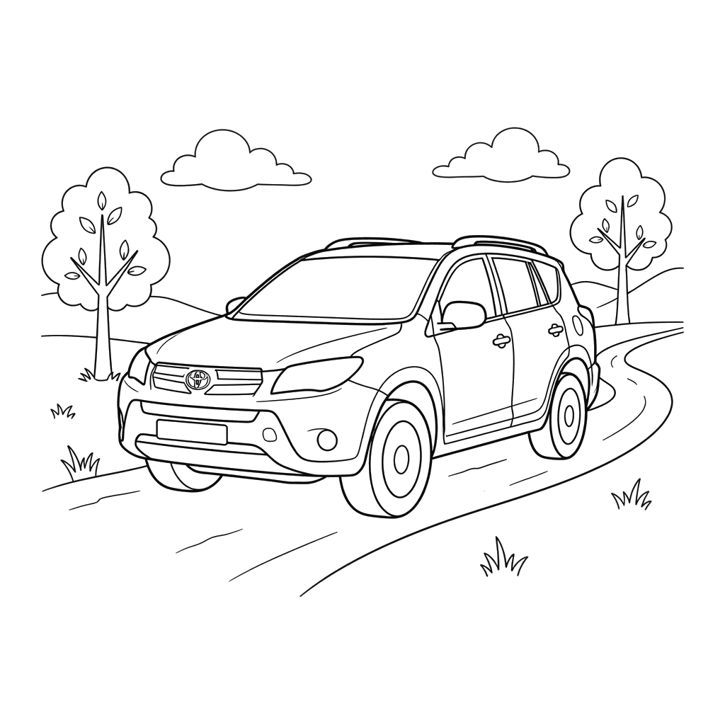 Toyota RAV4 Coloring Page to Print or Color Online