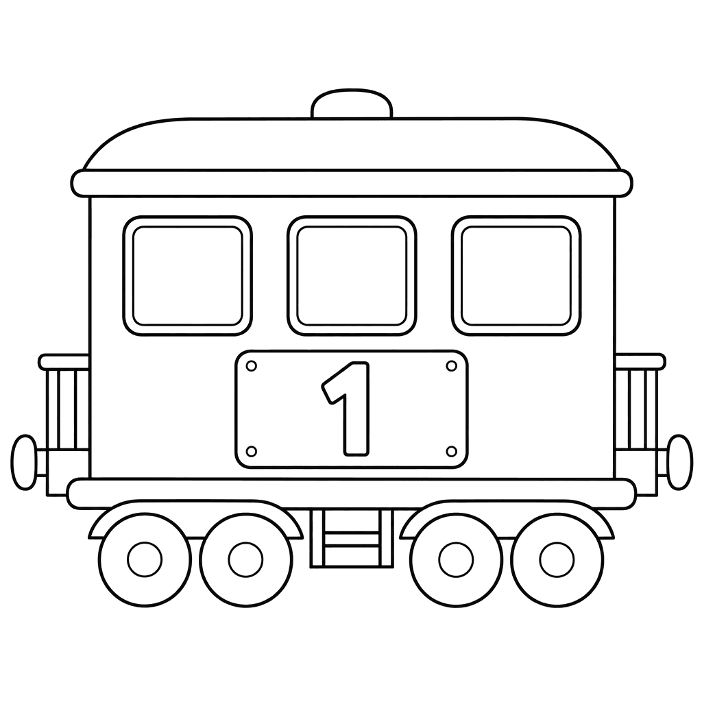 Train car number 1 coloring page