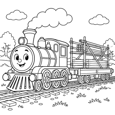 Steam Train Carrying Timber
