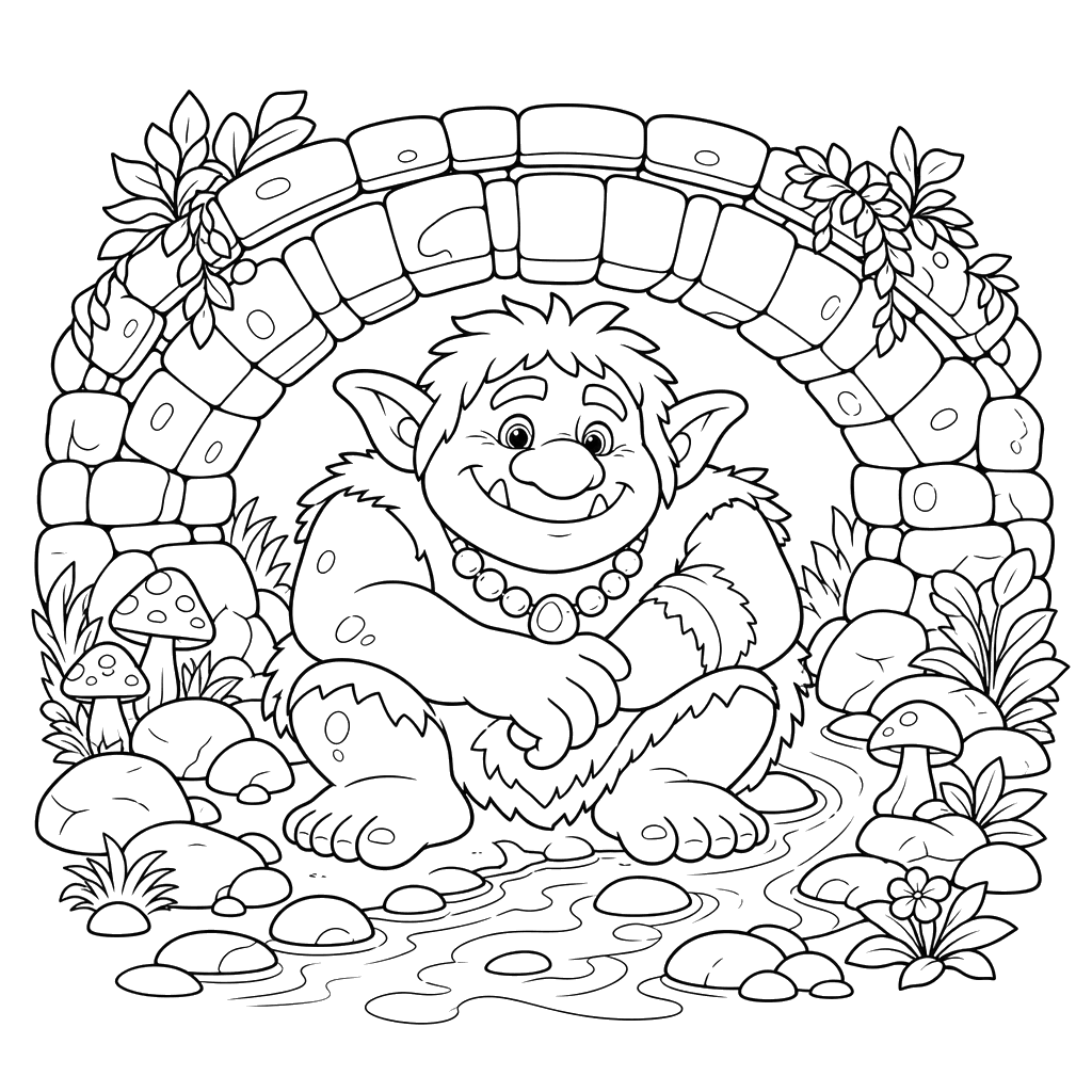 Troll under Stone Bridge coloring page