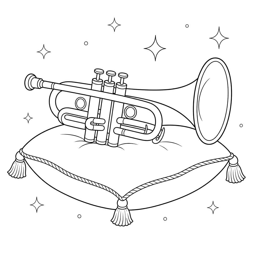 Trumpet on Pillow Coloring Page