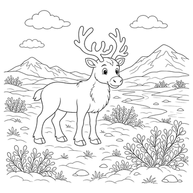 Tundra Landscape with Low Shrubs Coloring Page