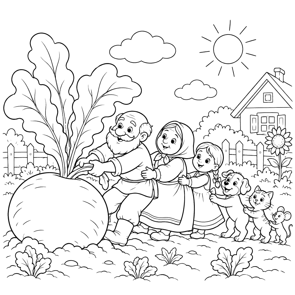 Turnip in a Village Garden Coloring Page