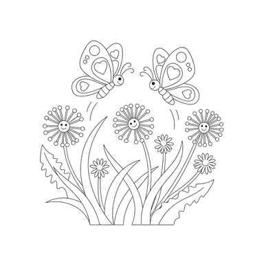 Two Butterflies Playing Tag Coloring Page