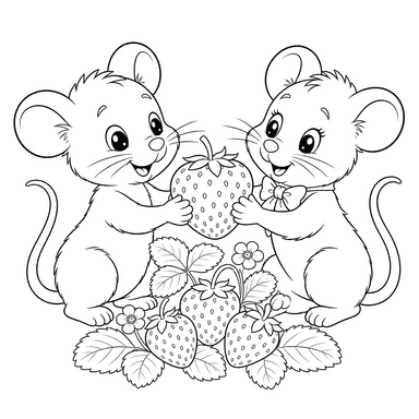 Two Mice Sharing a Strawberry
