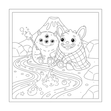 Two Little Monsters by Lava Coloring Page