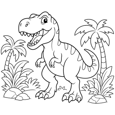 Tyrannosaurus in the Jungle — coloring page