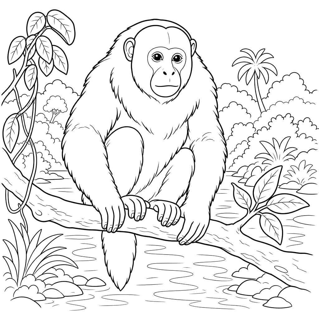 Uakari on a Branch by the River