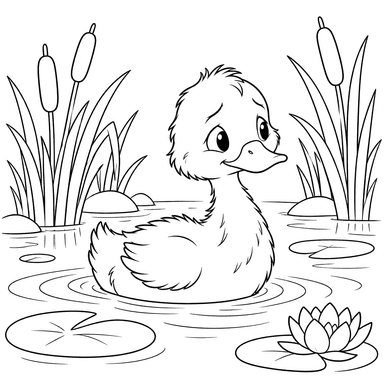 The Ugly Duckling Swimming in the Pond