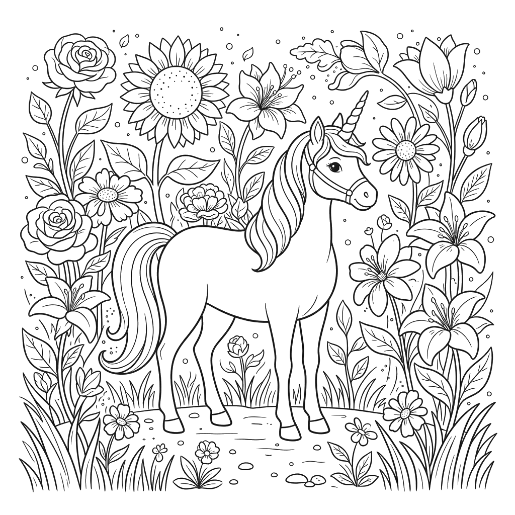 Unicorn with Giant Flowers