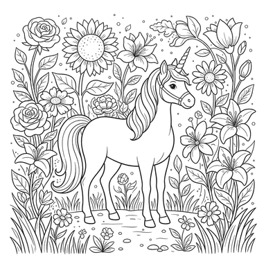 Unicorn with Giant Flowers