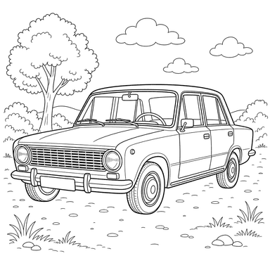VAZ-2101 Retro Car Coloring Page