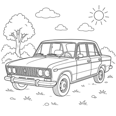 VAZ-2103 Soviet Car Coloring Page