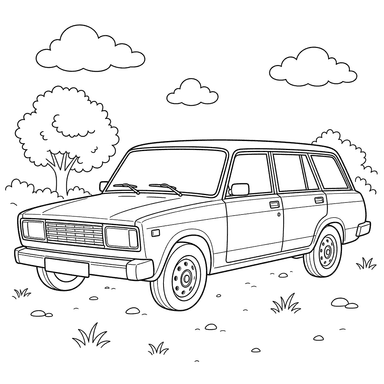 VAZ-2104 Retro Car Coloring Page