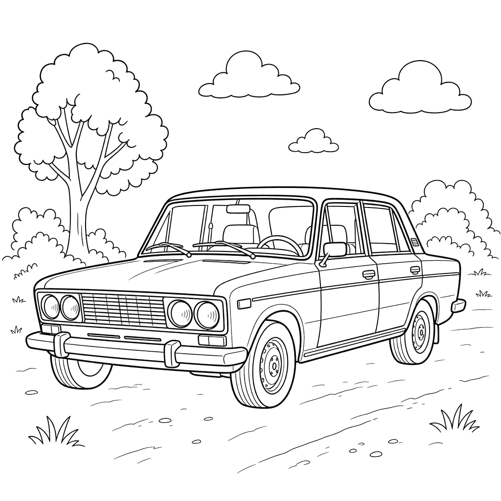 VAZ-2106 Classic Car Coloring Page