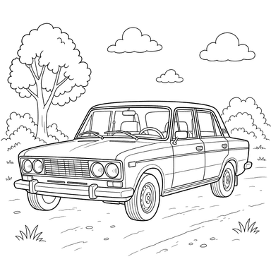 VAZ-2106 Classic Car Coloring Page