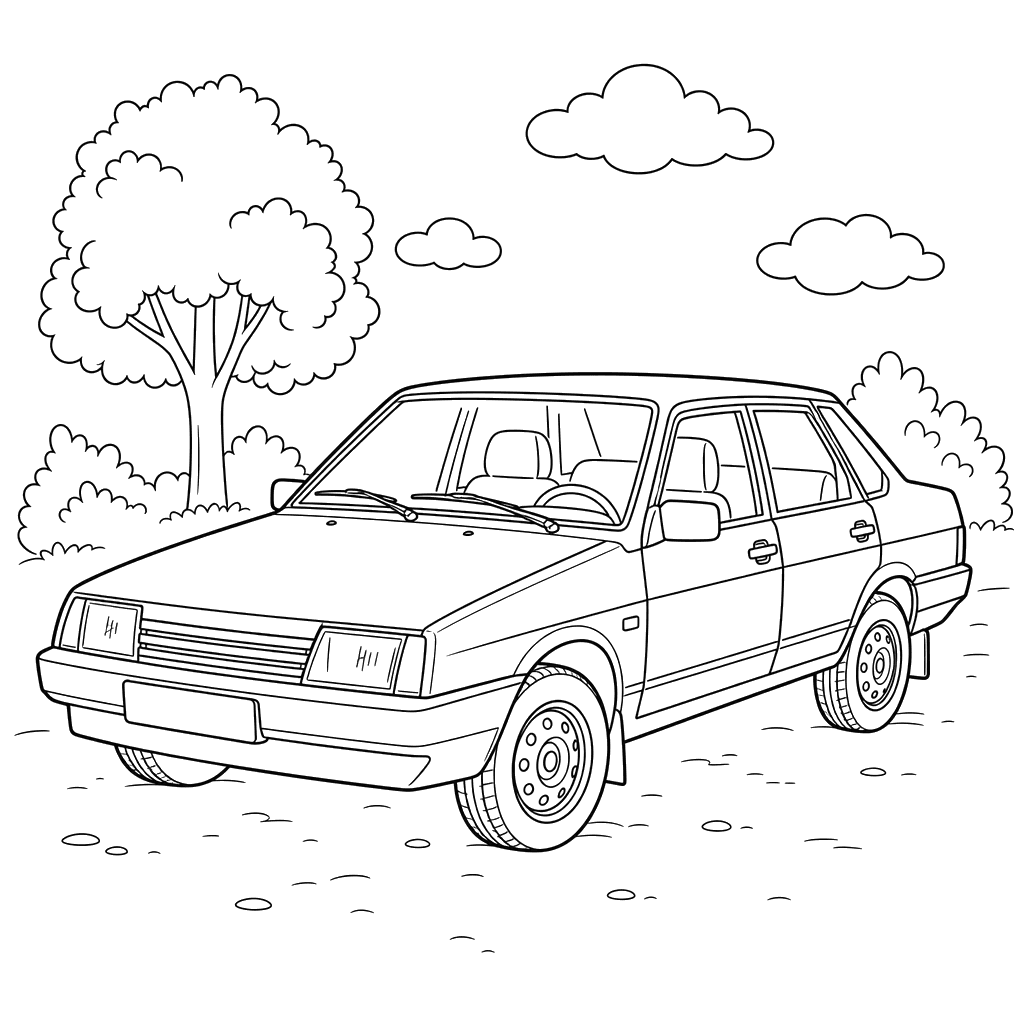 VAZ-21099 Sedan Coloring Page