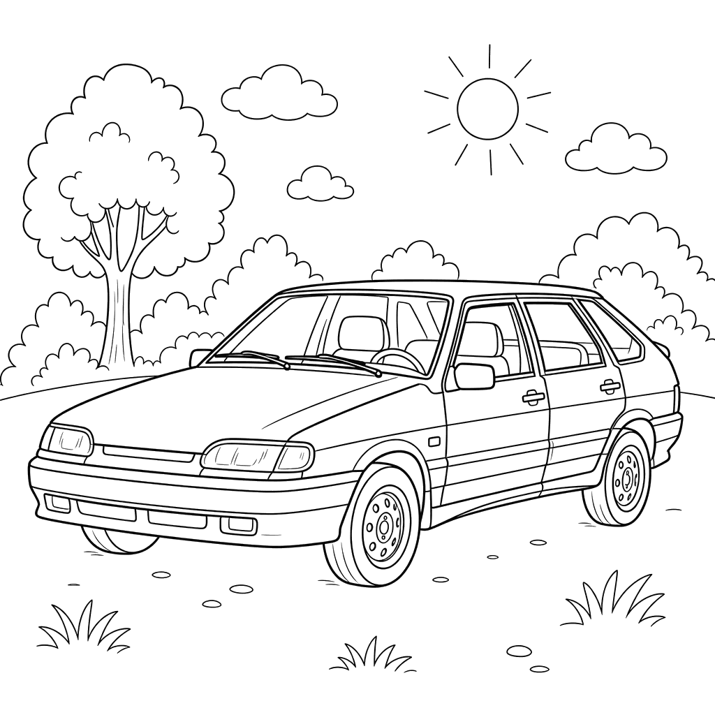 Lada VAZ-2114 Car Coloring Page
