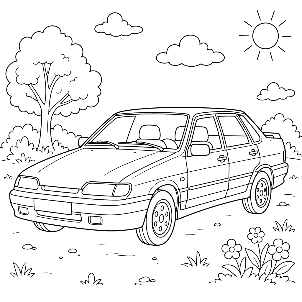 Lada VAZ-2115 Car Coloring Page