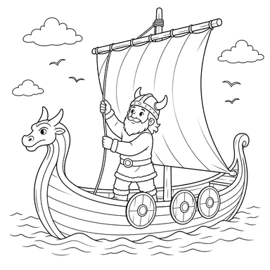 Viking Raising Sail Coloring Page